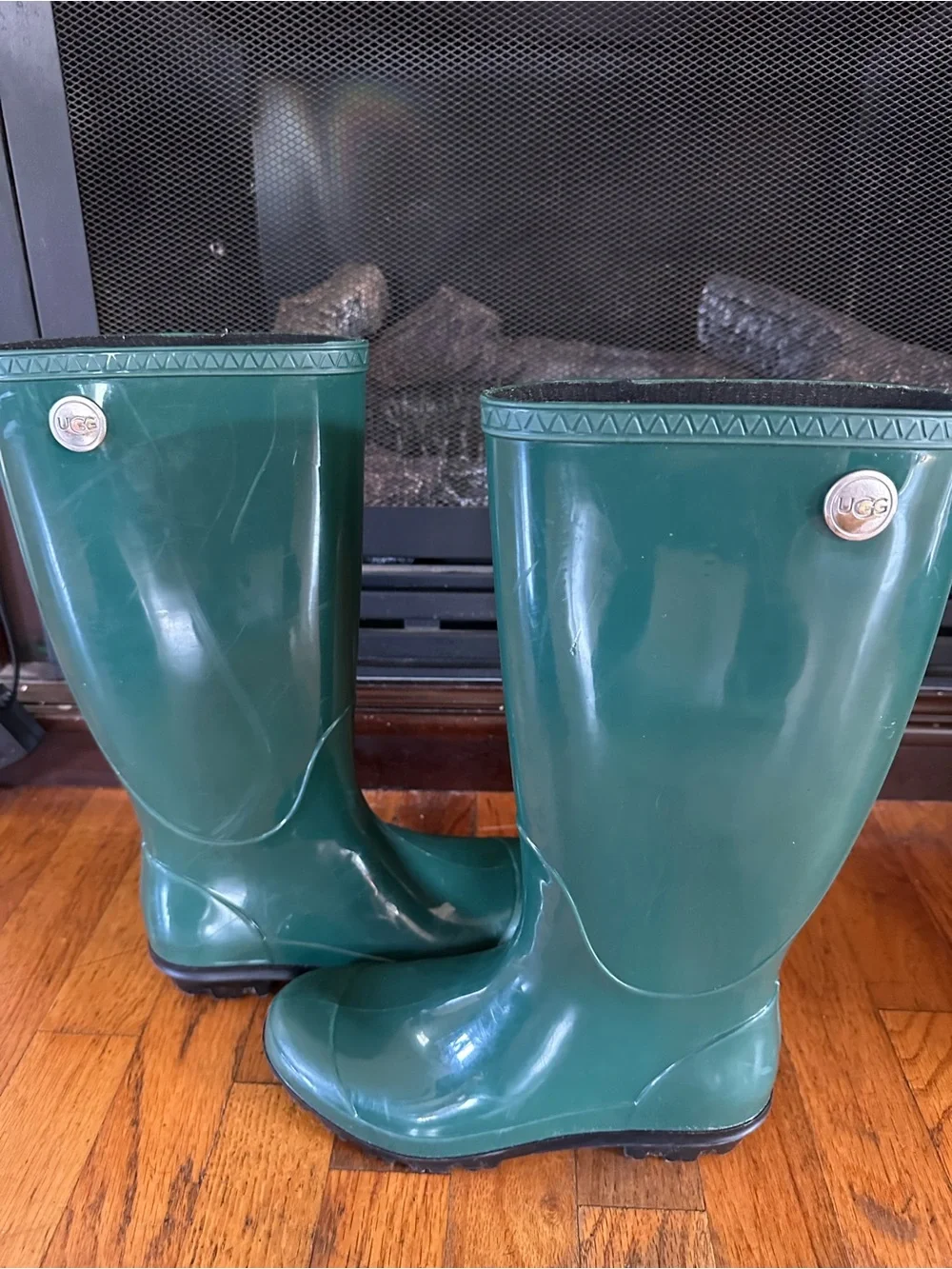 UGG Shaye Rain Boots Women’s 6 Pine Green Tall Waterproof Rubber Made USA